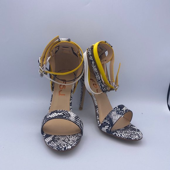 FSJ Shoes - A FSJ Snake Print Multiple Straps Stiletto Sandals